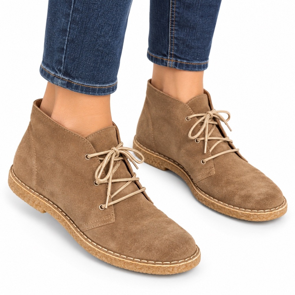 Covington Desert Boots Womens 8M Tan Brown Good Suede Ankle Chukka Lace Up 76380